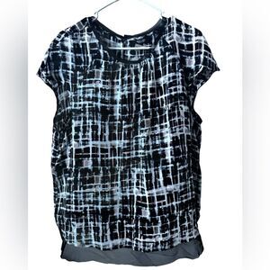 Simply Vera Wang Sleeveless Black Printed Lace Blouse Size XL